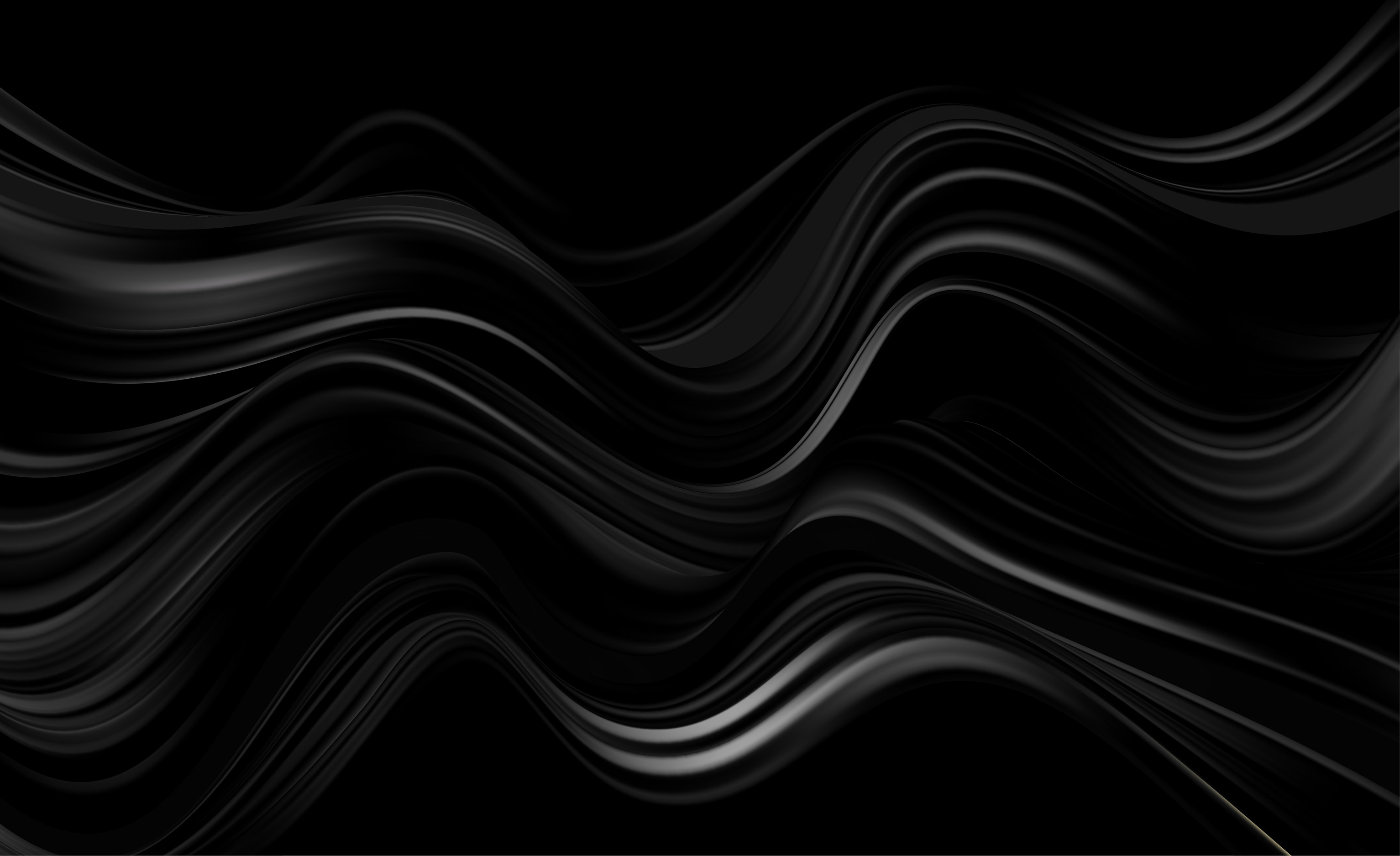 Abstract Waves. Shiny Black Moving Lines Design Element on Dark Background for Greeting Card and Disqount Voucher.